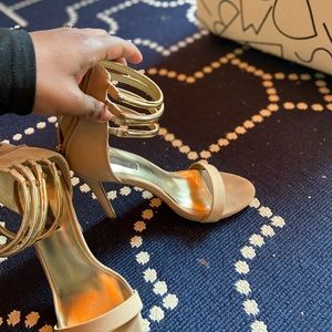 Size 8 nude ankle strap heels